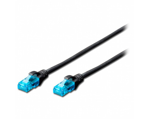 Патч-корд 1м, UTP, cat.5e, AWG 26/7, CCA, PVC, black Digitus (DK-1512-010/BL)