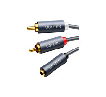 Кабель мультимедійний 3.5mm F to 2xRCA M 1.0m Black UGREEN (10588)