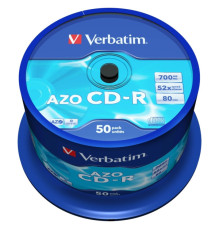 Диск CD Verbatim 700Mb 52x Cake box 50 Crystal AZO (43343)