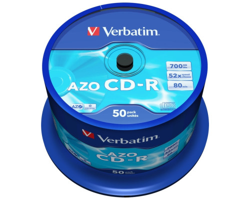 Диск CD Verbatim 700Mb 52x Cake box 50 Crystal AZO (43343)