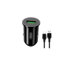 Зарядний пристрій XO USB QC3.0 18W + cable USB to Micro 5P black (TZ12-M-BK)