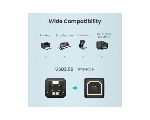 Кабель для принтера USB 2.0 AM/BM 3.0m US135 black Ugreen (10351)