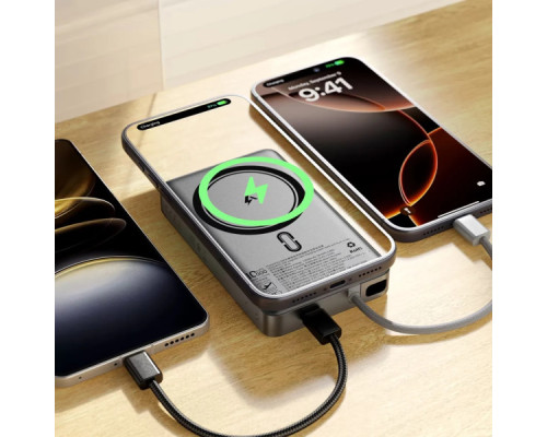 Батарея універсальна Acefast Magnetic Wireless 10000mAh, 22.5W, PD, QC/3.0, QI 15W, M18, Black (6974316284017)