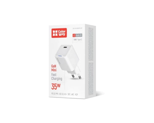 Зарядний пристрій ColorWay GaN Mini 35W PD Port PPS USB-C white (CW-CHS056PD-WT) Зарядний пристрій ColorWay GaN Mini 35W PD Port PPS USB-C white (CW-CHS056PD-WT)