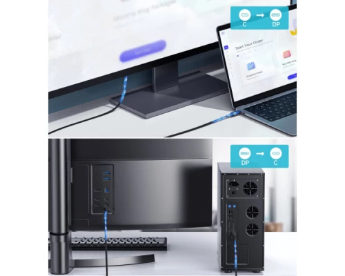 Кабель мультимедійний USB 3.1 Type-C to DisplayPort 1.8m V1.4 Thunderbolt 3 4K60Hz PVC Choetech (XCP-1803)