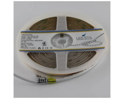 Світлодіодна стрічка LED-STIL 2700K 10 Вт/м COB 320 діодів IP33 24 Вольта 850 lm тепле світло (UC27-24-320-8-90) Світлодіодна стрічка LED-STIL 2700K 10 Вт/м COB 320 діодів IP33 24 Вольта 850 lm тепле світло (UC27-24-320-8-90)