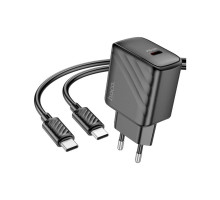 Зарядний пристрій HOCO CS22A Value USB-C PD30W + cable USB-C to USB-C Black (6942007609937)