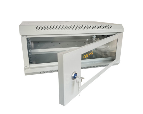 Шафа настінна GEAR 4U 19" 600x600x240 мм, + полка 19", grey (GWMSN-4U-600-600G)