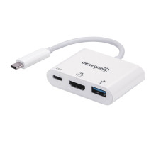 Концентратор Intracom USB3.1 Type-C to HDMI/USB 3.0/PD 60W 4-in-1 White Manhattan (152945)