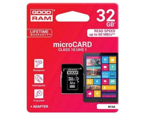 Карта пам'яті Goodram 32GB microSDHC Class 10 (M1AA-0320R12)