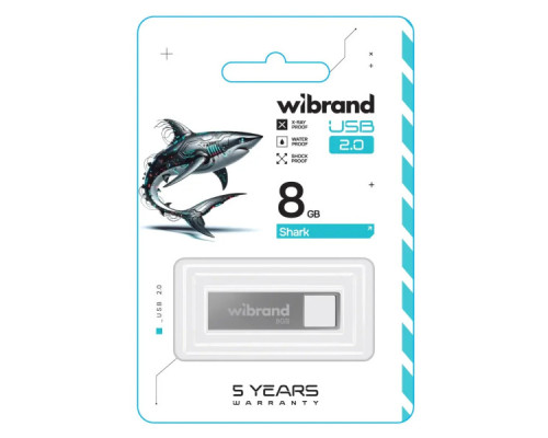 USB флеш накопичувач Wibrand 8GB Shark Silver USB 2.0 (WI2.0/SH8U4S)