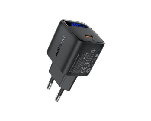 Зарядний пристрій Acefast USB-C 30W GaN with digital display black (6974316284444)