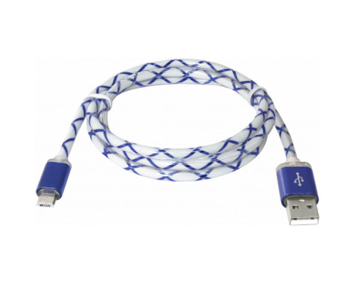Дата кабель USB 2.0 AM to Micro 5P 1.0m BlueLED backlight Defender (87555)