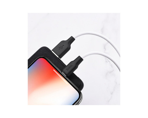 Дата кабель USB 2.0 AM to Lightning 1.0m 2.4A silicone X21 black+white HOCO (6931474711816)