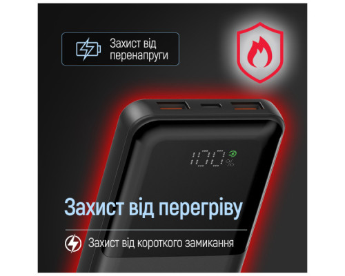 Батарея універсальна ColorWay 10 000 mAh PD/22.5W, QC/3.0, LCD, Black (CW-PB100LPB3BK-PDD)