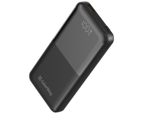 Батарея універсальна ColorWay 10 000 mAh PD/22.5W, QC/3.0, LCD, Black (CW-PB100LPB3BK-PDD)