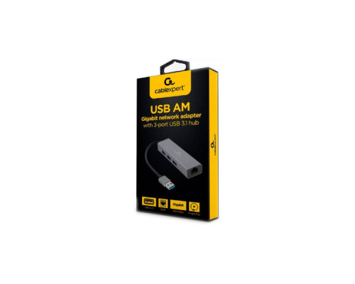 Концентратор USB-A to Gigabit Ethernet, 3 Ports USB 3.1 Gen1 Cablexpert (A-AMU3-LAN-01) Концентратор USB-A to Gigabit Ethernet, 3 Ports USB 3.1 Gen1 Cablexpert (A-AMU3-LAN-01)