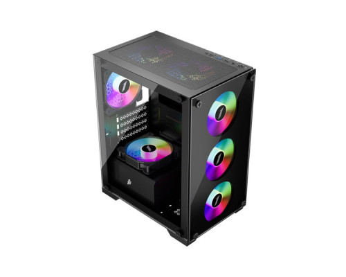 Корпус для ПК 1stPlayer X2-M-BK-4F1-PS-600FK-EU