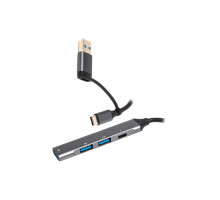 Концентратор Maxxter USB-C + USB-A to 1xUSB 3.0 + 2xUSB 2.0 + 1xUSB-C (HU3C-4P1CN-01)