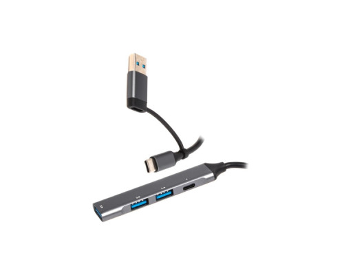 Концентратор Maxxter USB-C + USB-A to 1xUSB 3.0 + 2xUSB 2.0 + 1xUSB-C (HU3C-4P1CN-01)