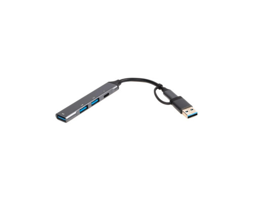Концентратор Maxxter USB-C + USB-A to 1xUSB 3.0 + 2xUSB 2.0 + 1xUSB-C (HU3C-4P1CN-01)