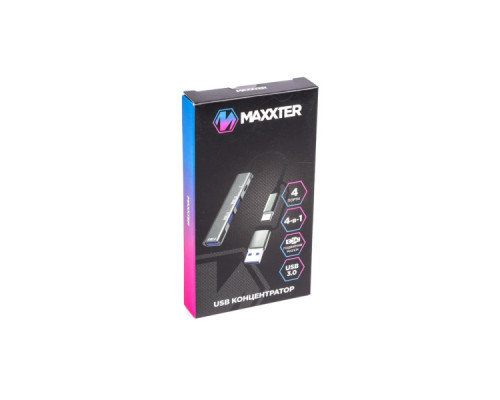 Концентратор Maxxter USB-C + USB-A to 1xUSB 3.0 + 2xUSB 2.0 + 1xUSB-C (HU3C-4P1CN-01)