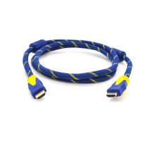 Кабель мультимедійний HDMI M to HDMI M 5.0m V1.4 blue yellow Merlion (YT-HDMI(M)/(M)NY/BL-5.0m)