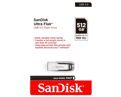 USB флеш накопичувач SanDisk 512GB Ultra Flair Silver-Black USB 3.0 (SDCZ73-512G-G46) USB флеш накопичувач SanDisk 512GB Ultra Flair Silver-Black USB 3.0 (SDCZ73-512G-G46)