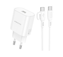 Зарядний пристрій BOROFONE BA82A Platinum USB-C PD25W + cable USB-C to USB-C White (6941991112270)