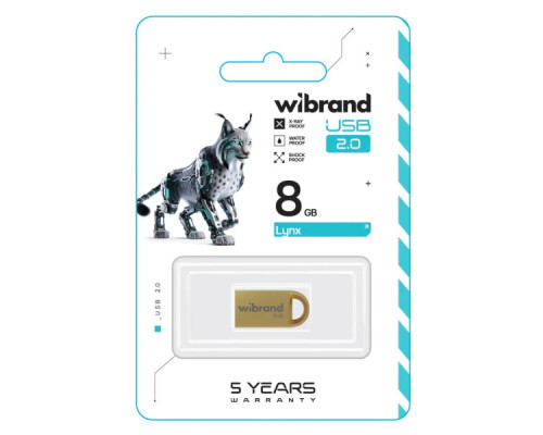 USB флеш накопичувач Wibrand 8GB lynx Gold USB 2.0 (WI2.0/LY8M2G)