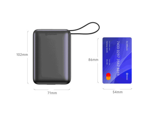 Батарея універсальна SWISSTEN 20000mAh SPACE 22/5W PD QC w/built-in cables USB-C/LIGHTNING Silver (8595217490598)