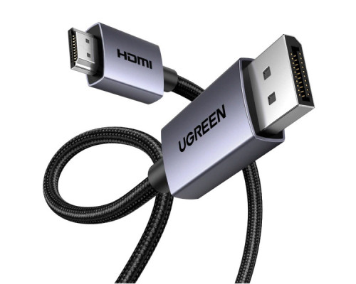 Кабель мультимедійний DisplayPort M to HDMI M 2.0m V2.0 4K30Hz DP125 black Ugreen (35842)
