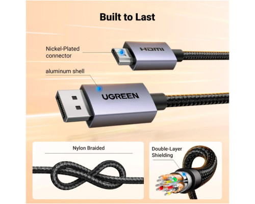 Кабель мультимедійний DisplayPort M to HDMI M 2.0m V2.0 4K30Hz DP125 black Ugreen (35842)