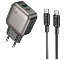 Зарядний пристрій BOROFONE BAS54A Absolute 1xUSB-C PD20W + 1xUSB QC3.0 + cable USB-C to USB-C Black (6941991116223)