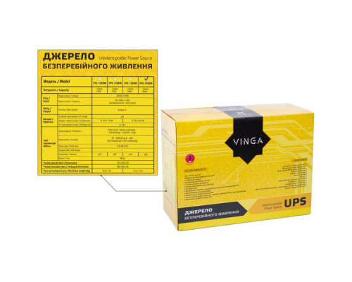 Пристрій безперебійного живлення Vinga LED 1500VA metal case (VPE-1500M)