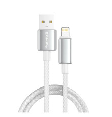 Дата кабель USB 2.0 AM to Lightning 1.0m 3A zinc alloy braided white ColorWay (CW-CBUL098-WT)