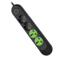 Мережевий фільтр живлення Voltronic F01U, 2роз EU + 2роз Universal, 3*USB Black (F01U-Black)