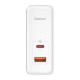 Зарядний пристрій Baseus 1xUSB-C + 1xUSB GaN 100W + cable USB-C to USB-C white (CCGP090202)