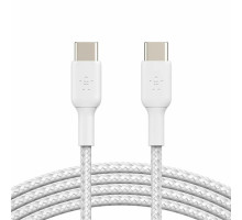 Дата кабель USB-С - USB-С, BRAIDED, 1m, white Belkin (CAB004BT1MWH)