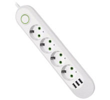 Мережевий фільтр живлення Voltronic F04U, 4роз EU, 3*USB White (F04U-White)