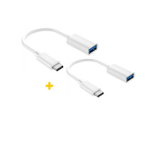 Дата кабель OTG USB 2.0 AF to USB-C 0.11m 2PCS white XoKo (XK-AC230-WH2)