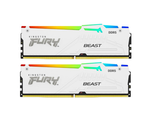 Модуль пам'яті для комп'ютера DDR5 32GB (2x16GB) 6800 MHz Beast White RGB EXPO Kingston Fury (ex.HyperX) (KF568C34BWEAK2-32)