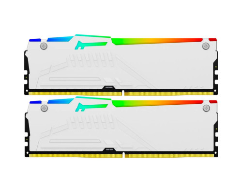 Модуль пам'яті для комп'ютера DDR5 32GB (2x16GB) 6800 MHz Beast White RGB EXPO Kingston Fury (ex.HyperX) (KF568C34BWEAK2-32)