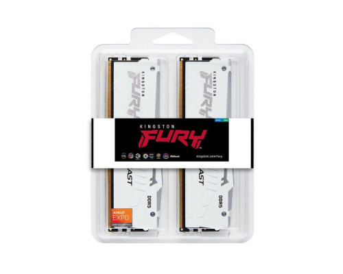 Модуль пам'яті для комп'ютера DDR5 32GB (2x16GB) 6800 MHz Beast White RGB EXPO Kingston Fury (ex.HyperX) (KF568C34BWEAK2-32)