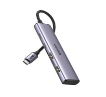 Концентратор Ugreen USB-C to 2xUSB 3.0 + 2xUSB-C CM473 gray (15395)