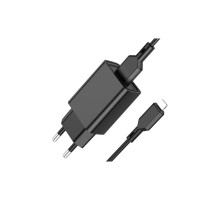 Зарядний пристрій BOROFONE BA68A Glacier USB + cable USB to Lightning 10.5W Black (6974443385687)