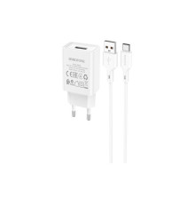 Зарядний пристрій BOROFONE BA68A Glacier USB + cable USB to USB-C 10.5W White (6974443385731)