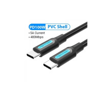 Дата кабель USB-C to USB-C 1.5m 5A black Vention (COTBG)