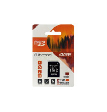 Карта пам'яті Mibrand 4GB mircroSD class 6 (MICDC6/4GB-A)