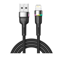 Дата кабель USB 2.0 AM to Lightning 2.0m 2.4A LED black Essager (EXCL-XCDA01)